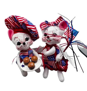 2 Annalee 2005 Patriotic Barbecue Mice 6" Independence Day 4th of July Dolls