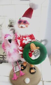 ANNlALEE SUNNY SANTA &FLAMINGO. STANDS ON SAND  HTF BRAND NEW