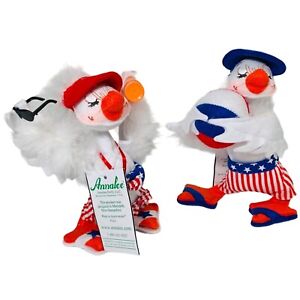 AnnaLee Doll July 4 Stars Stripes Set of 2 Duck Beach Couple 6” Patriotic Picnic