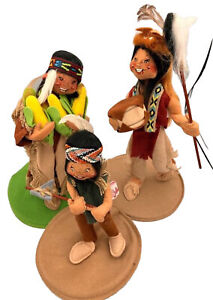 Annalee Lot Of 3 Native American 1995 Medicine Man Maiden With Corn And Boy Vtg