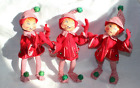 set of 3 Annalee 9" Red Christmas Candy cane Elf pixie doll holiday decor