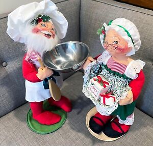 VTG Annalee Mobilitee Mr & Mrs Santa Claus Baking Christmas 1990 18" PLZ READ