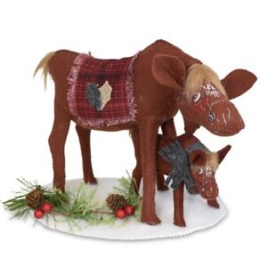 ANNALEE DOLL "PINE & PLAID MOOSE & BABY" 7" 2023 * 760723 * NEW * FREE SHIPPING