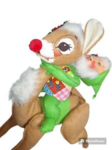 HTF Large Vtg 1970 Annalee Mobilite Doll Rudolph And Elf 18" Christmas