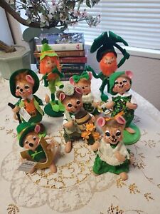 8 Annalee St. Patrick's Day Felt Mice Dolls NWT All Different Lot 1