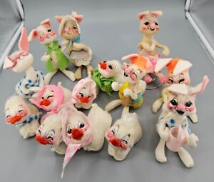 Vintage Annalee Mobilitee Easter Bunny & Duck Lot of 14 1971-1982