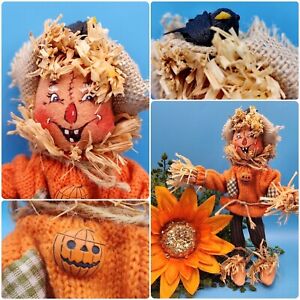 Annalee Scarecrow Crow On Hat Sweater Halloween Autumn Thanksgiving 2006