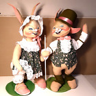 2 Annalee Easter Bunny Rabbit Rabbits Dolls 23"-24" Large Couple, 1998