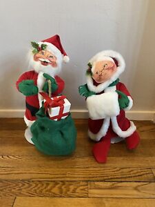 Vintage ANNALEE Mr. & Mrs. Santa Claus Christmas Dolls 1989 16-19”