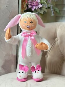 Annalee Easter Blonde Bunny Kid in slippers with bunnies 14”-212119 NEW!