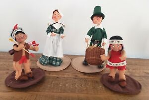 AnnaLee Thanksgiving Dolls 1991 Vintage Pilgrims Native Americans Made In USA