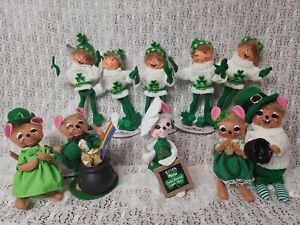 Lot Of 10 St Patrick's Day Annalee Dolls Elf  Pot Of Gold Chef 75th Anniversary