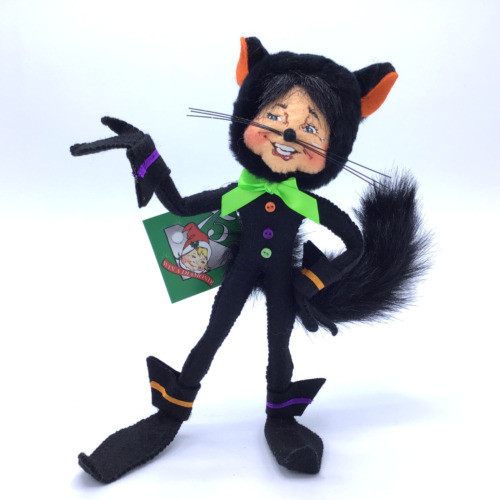 Annalee 2010 Halloween Kitty Cat Elf 9" Black Kitten Doll with Tags Cute - Mint