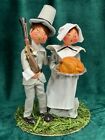 Annalee 1990 Thanksgiving Pilgrim Couple with Turkey - Giving Thanks Figurines