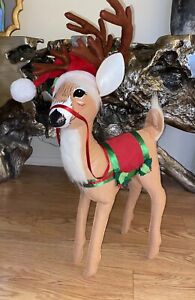 ANNALEE Christmas Reindeer Rudolph Deer RETIRED Holly Berry 26" 2 Ft New Rare XL