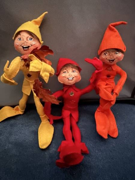ANNALEE 12" Fall Elves - Set of 3 - Orange Yellow and Red #351209/309/409