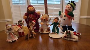 AnnaLee Vintage Christmas Set of 8 Dolls - Angels, Mice, Bear, Snowman 1992-96