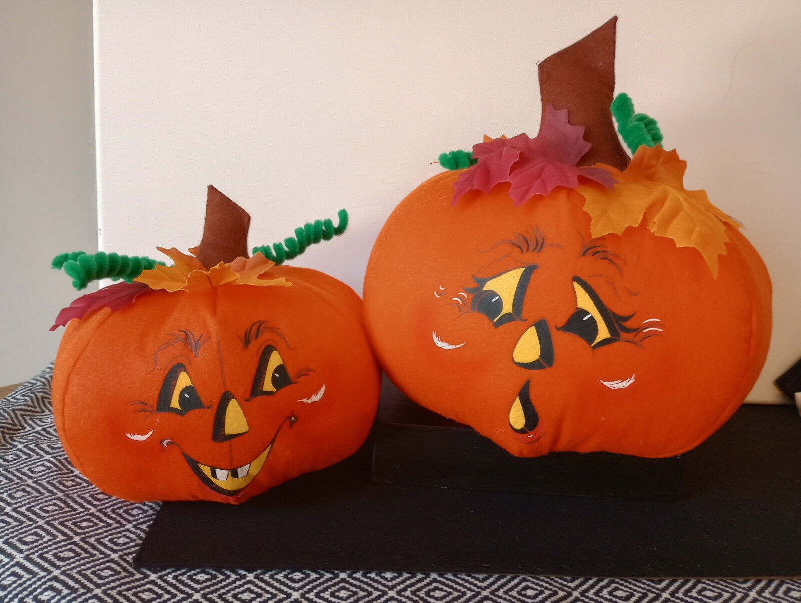 Annalee dolls Jack O Lantern Pumpkins 2008 set of 2 Halloween & Fall