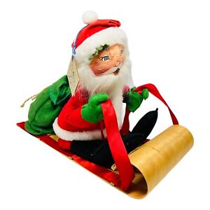 Annalee Doll Toboggan Santa 18” 1995 On Sled Gift Bag Christmas Vintage W Tag