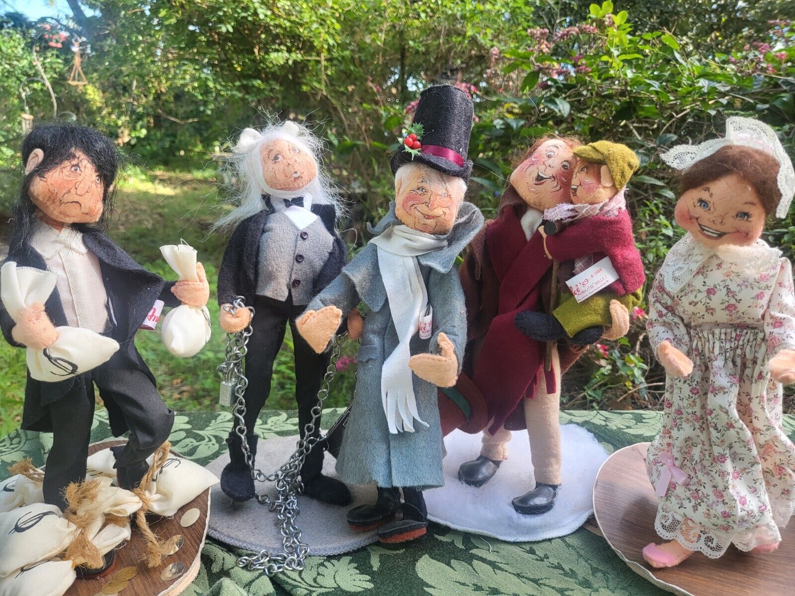 Annalee Felt 10" Dickens- A Christmas Carol 5 Piece Set Scrooge Cratchit Marley