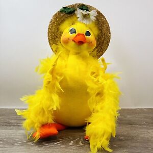RARE Annalee Yellow Duck Hat Feather Boa Large 19" 2006 156106 Easter Spring