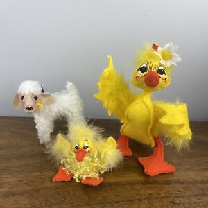 Annalee Spring Doll Lot Of 3 - 2 Chicks & 1 Lamb - Easter Flowers Bird Sheep