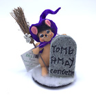 Annalee 2010 Graveyard Witch Mouse Broom Tomb 5" Halloween Doll w/ Tags - MINT