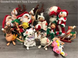 Lot of 16 Annalee Mobilitee Holiday Dolls Santa Elves Reindeer Mice Bunnies Etc