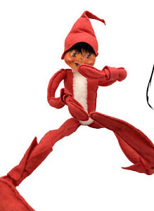 Annalee 1954 1989 22 Inch  Red Christmas Elf Black Hair Vintage USA Meredith NH