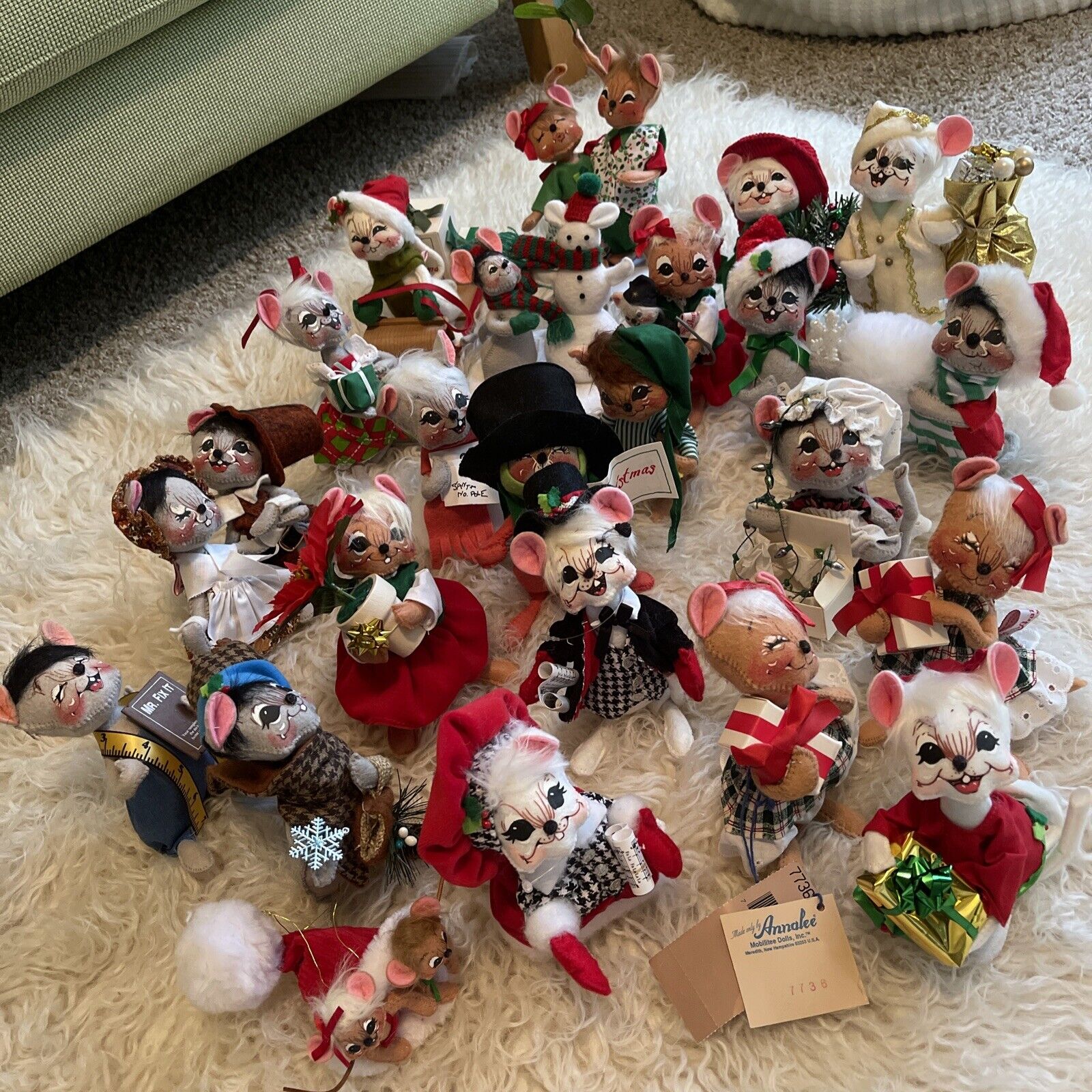 Annalee Lot of 23 Plus 1980's-2000's Christmas Mice Elves Santa Etc NWT & NWOT