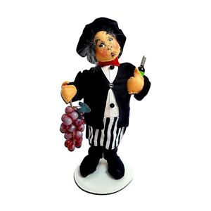 Annalee French Waiter Holding Wine Bottle and Grapes 2017 Mobilitee 9 Inch Doll