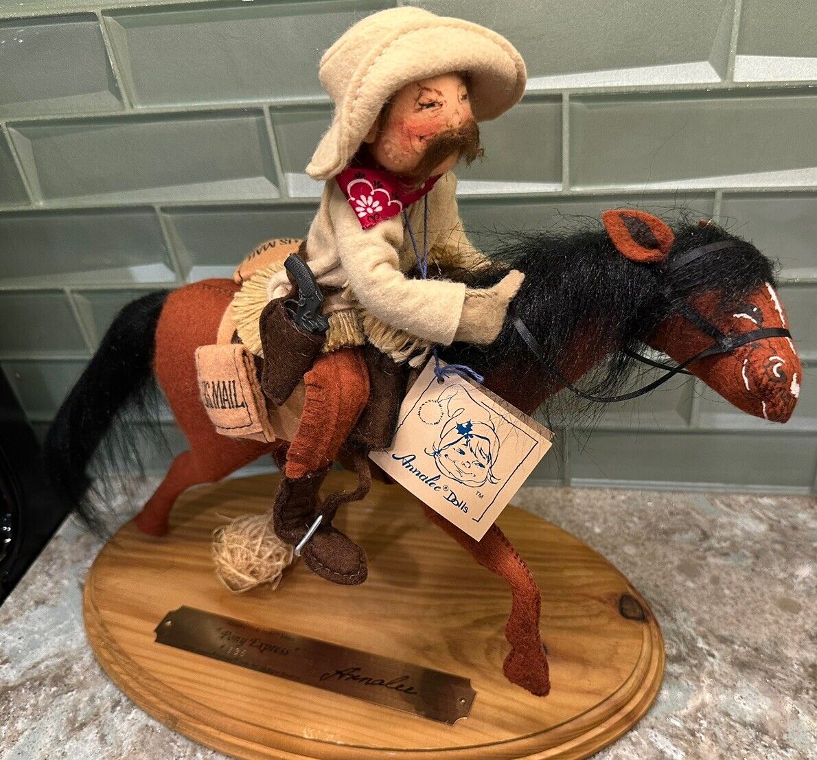 Rare Annalee Doll Horse &  Express Rider 1993 Brass Plaque Signed #135