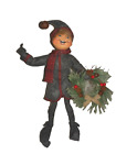 NEW 14" ANNALEE WINTER WOODS ELF Woodland PLAID W/ Pine WREATH Winter