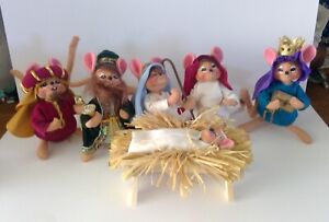 Annalee Christmas Mouse Nativity 4" tall 2002 complete set including Mary and Jo