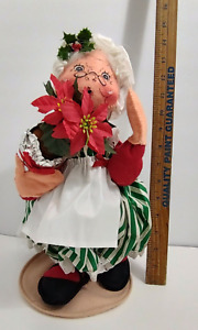 ANNALEE Dolls Mrs Claus POINSETTIA Christmas Vintage Surprise Face 1993 13"