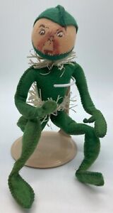 Vintage Annalee 10” Green Mobilitee Elf with Tinsel