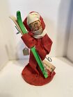 Vintage Annalee Red Outfit Habit Nun Doll Ski Skiing Green Skis And Poles