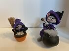 Lot 2 2018 Annalee Mice Halloween Witch  with Cauldron 6" And Spider On Cupcake