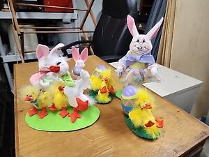6 Vtg Annalee Easter Dolls Bunny, Ducks And Goose