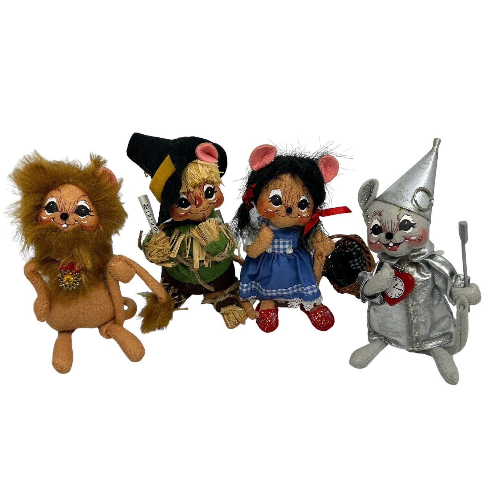 AnnaLee Wizard Of Oz 2008 Edition Dorothy & Toto Tin Man Lion Scarecrow Lot Of 4