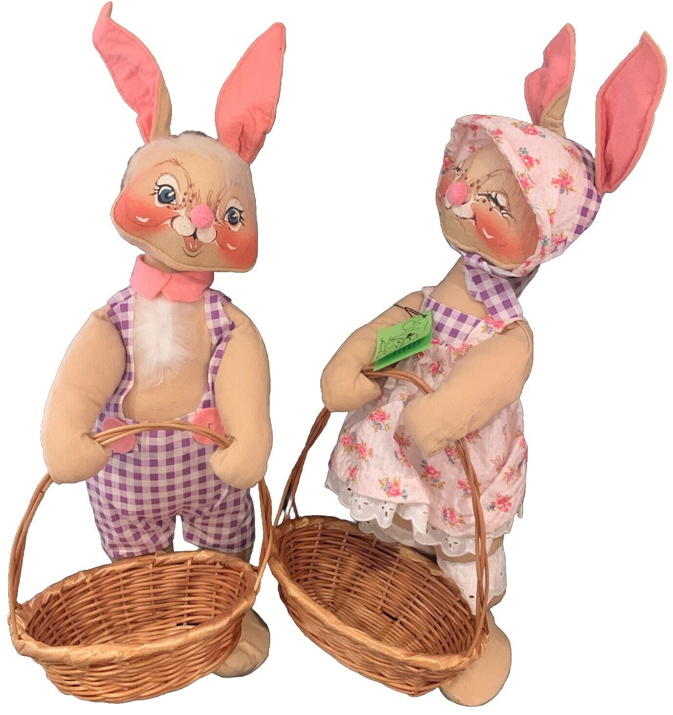 1968 Annalee Mobilitee 22" Mr Mrs Bunny Easter Rabbit Spring ORIGINAL WRAPPING!