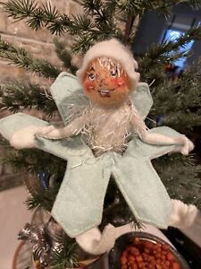 Vintage 1955 Annalee Frosty Elf  Doll Christmas White Aqua Snowflake Sparkles