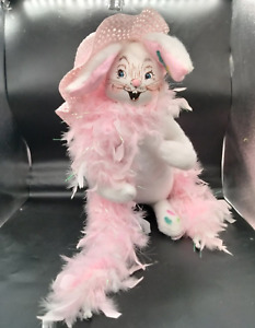 Annalee 2007 Spring Girl Bunny Rabbit 20" Easter Pink Boa Pink Hat