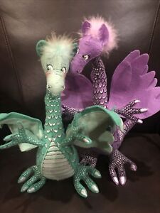 Annalee Dolls Seafoam Green Dragon And Purple Dragon 12” Set Of Dragons Pls Read