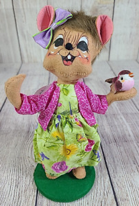 Annalee Dolls Felt Songbird Suzie Mouse Doll Brown Pink Yellow Limited 8" 2016
