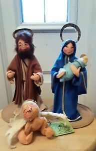 Annalee Mobilitee Dolls 1990's Nativity: Mary, Baby Jesus, Joseph + 1961 Angel