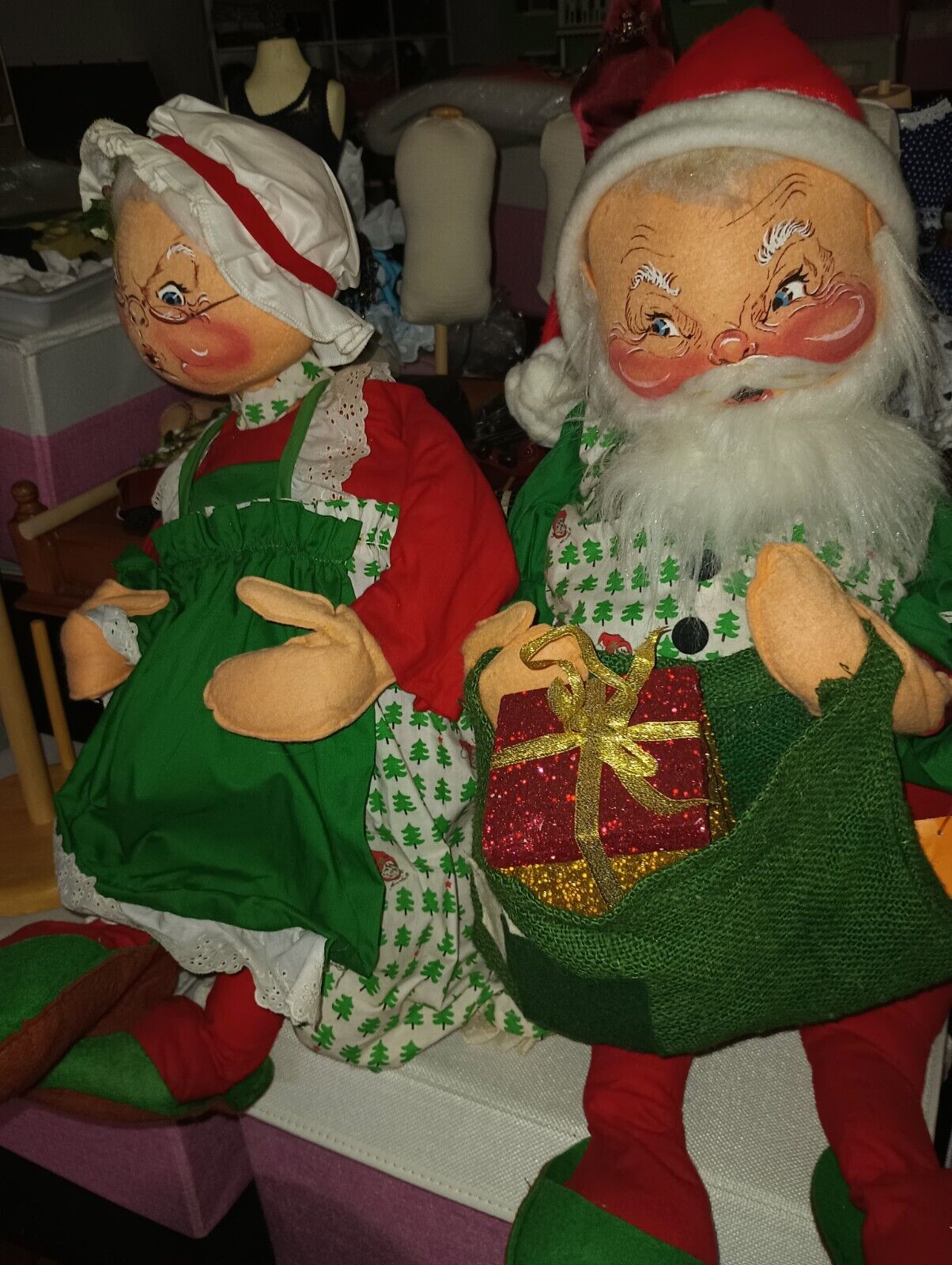 Vintage Christmas ‘87 Annalee 30”  Collectable Dolls Jolly Santa & Mrs. Claus