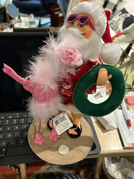 9" Sunny Sunglass Santa w Flamingo & Inner tube