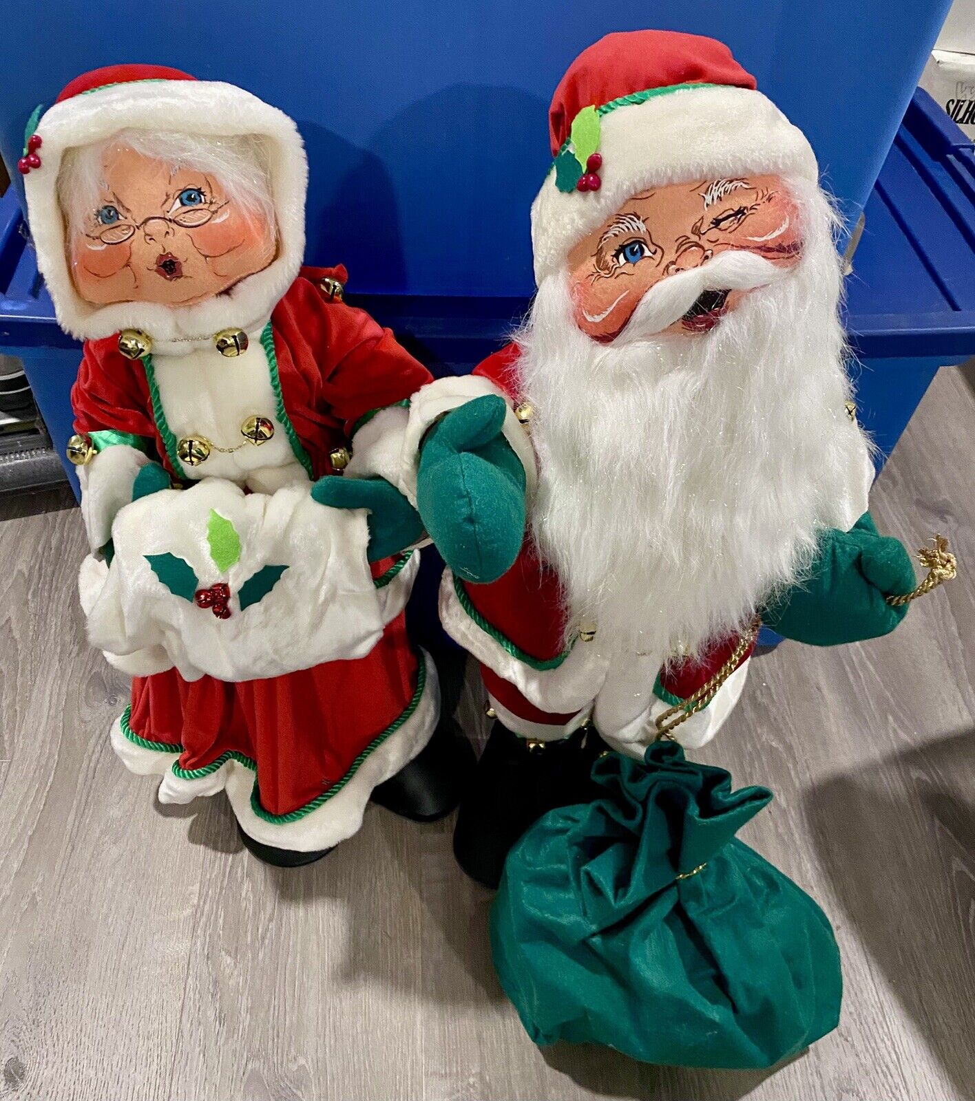 Annalee Christmas  2006 Jingle Bell Santa 30”& Mrs. Claus 28” Large
