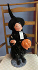 Vintage Annalee Good Witch Halloween Standing Figure + Wand + Pumpkin 25In Black